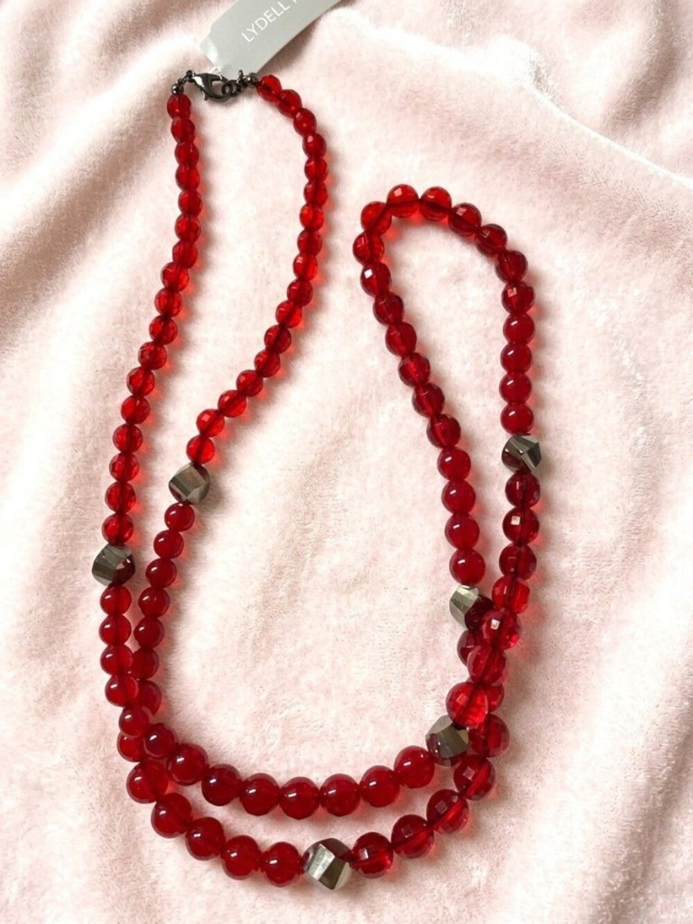 Cherry Red Beaded Opera Length Necklace
